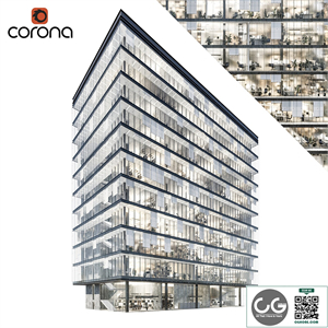 Modern office building 04 | night + interiors