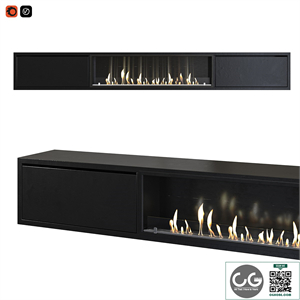 TV cabinet with built-in bio fireplace
