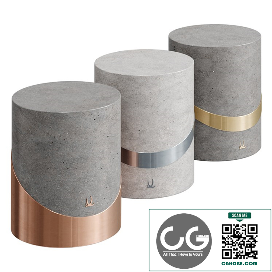 metal and concrete stools