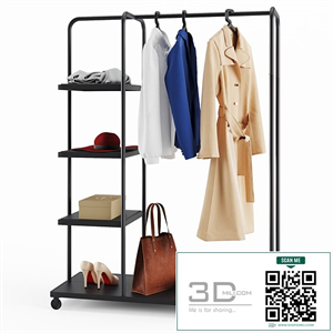 Rack Ikea Kornsjo with Clothes and Accessories