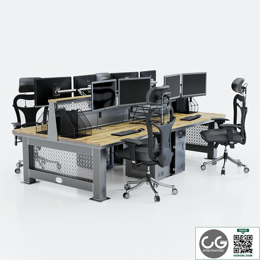 Computer desk for 4 workplaces