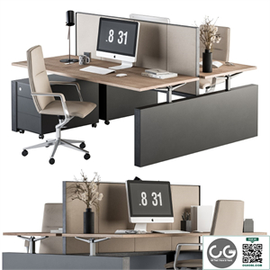 Office Furniture - employee Set Cream and Black 36