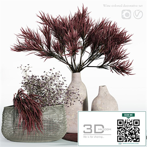 Wine colored decorative set