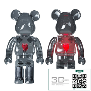 Bearbrick Emotionally Unavailable Red Heart 1000% Clear