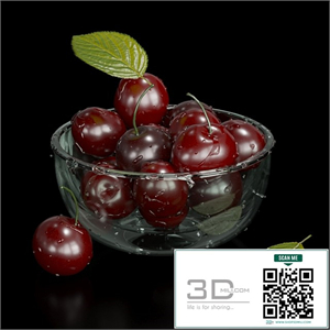 Cherries in drops of water