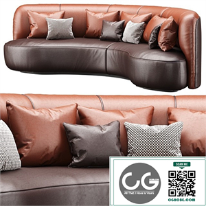 Annabel leather round sofa LS08 / Leather semicircular sofa