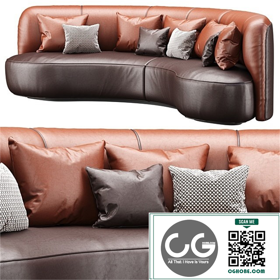 Annabel leather round sofa LS08 / Leather semicircular sofa