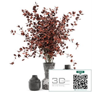 Indoor Dry Plants in rusty handmade Pots - Set 174