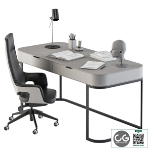 Gray and Black Writing Desk - Office Set 180