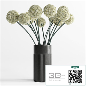 White Handmade Flowers Allium concrete Vase