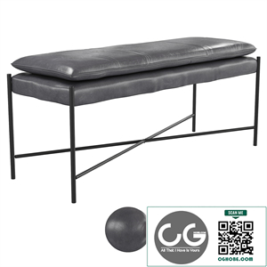 Homary-Modern Bench Upholstered PU Leather Bench in Black Finish