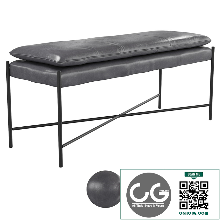 Homary-Modern Bench Upholstered PU Leather Bench in Black Finish