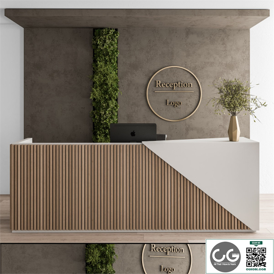 Reception Desk and Wall Decoration - Set 08