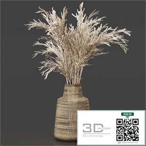 Dried Plant Bouquet in Wicker Vase