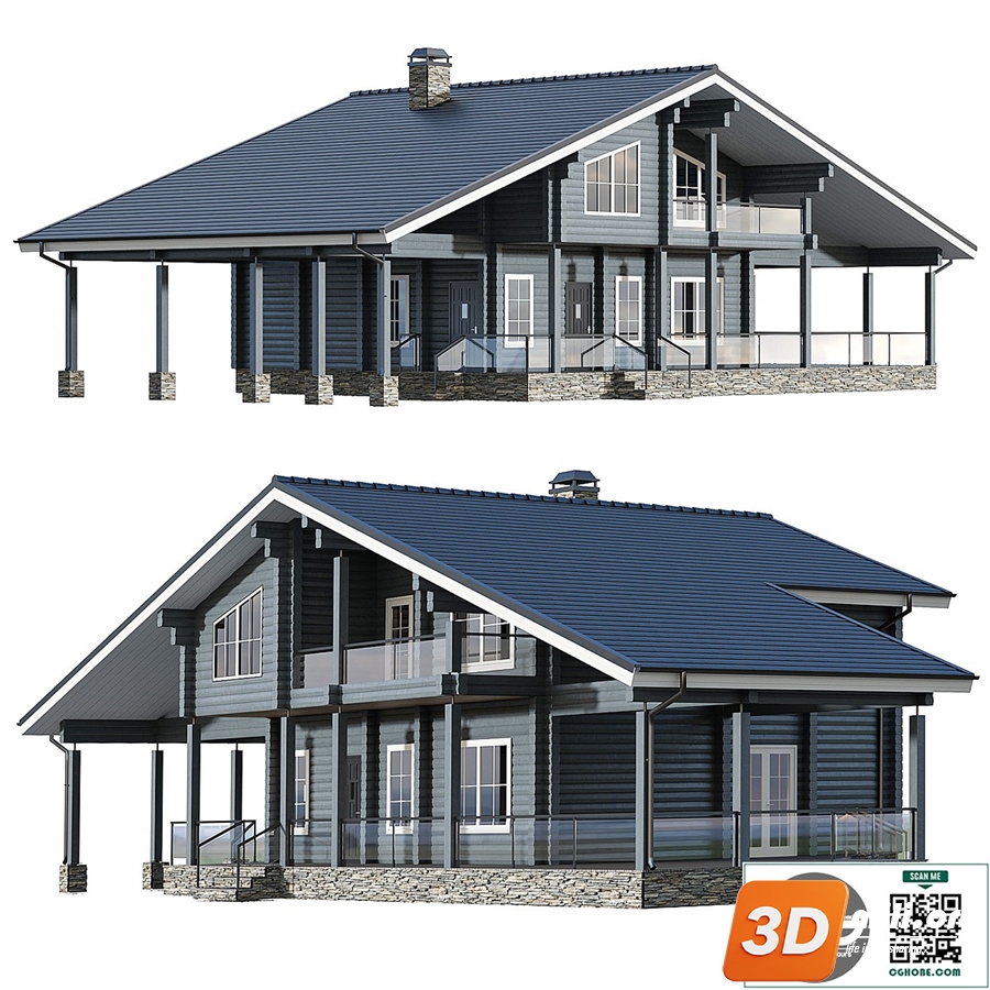 Glued laminated timber house with carport and large terrace