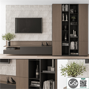 TV Wall Concrete and Wood - Set 22