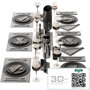 063 Tableware decor set 01 dark matte 00