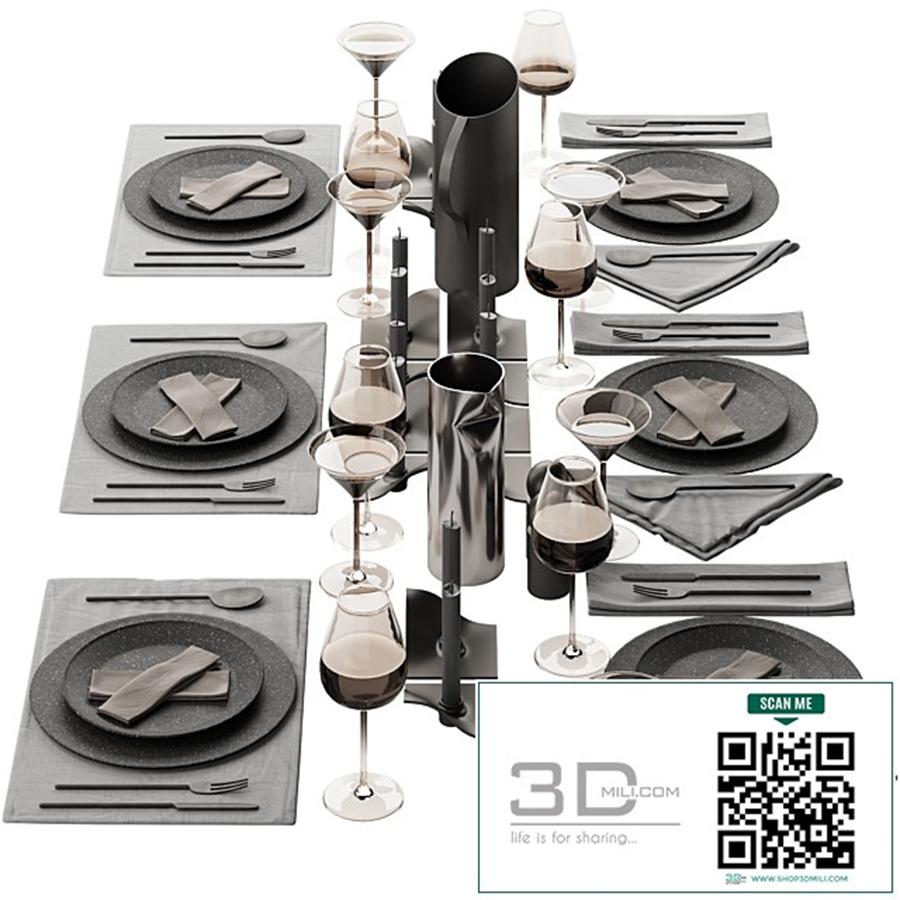 063 Tableware decor set 01 dark matte 00