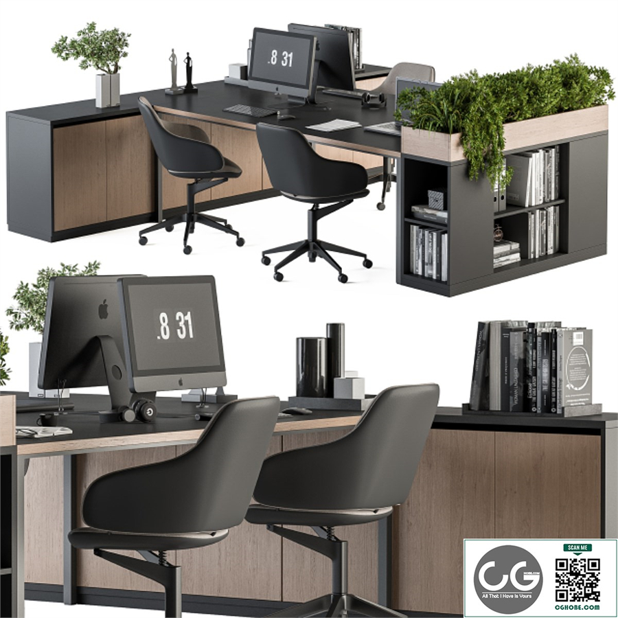 Office Furniture with Plant Box - employee Set 48