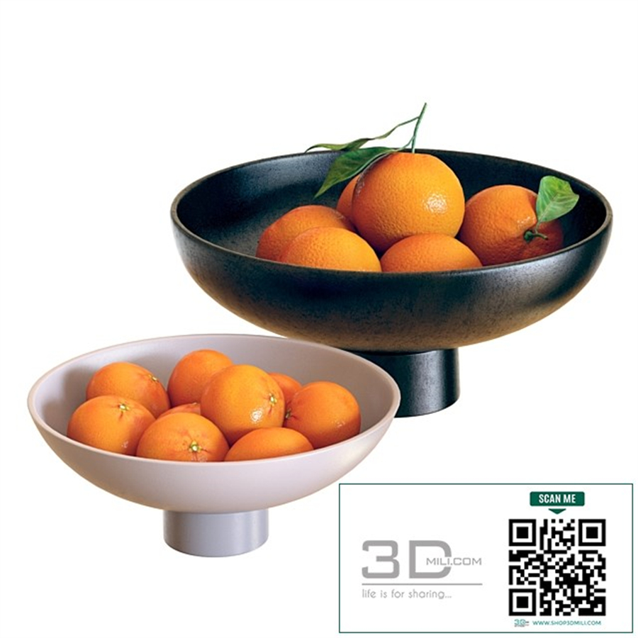 Food Set 04 / Bowls with Oranges and Mandarins
