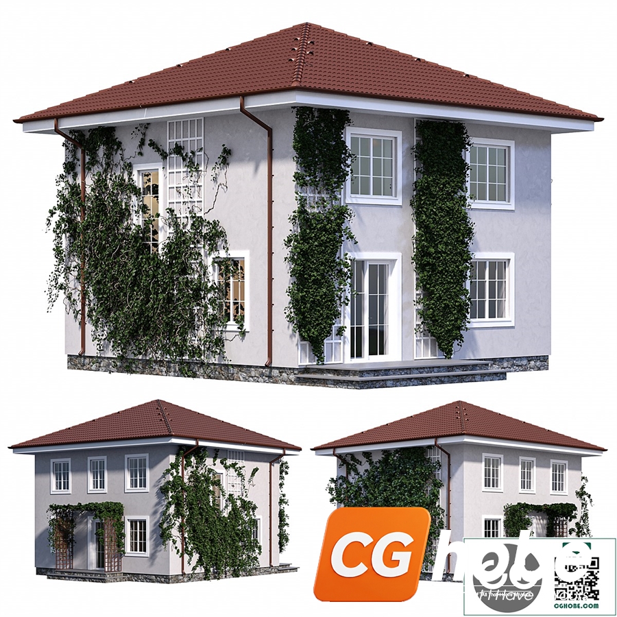 Two-storey house with ivy