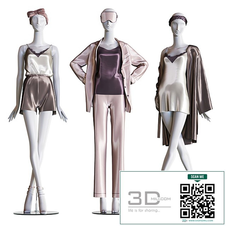 Set of female home clothes on mannequins
