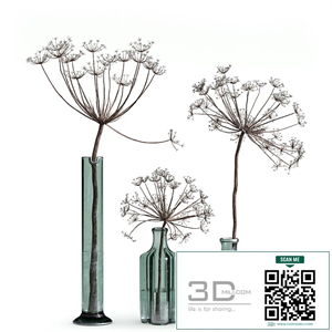 Indoor Plant Set 04-dry plants in glass vase