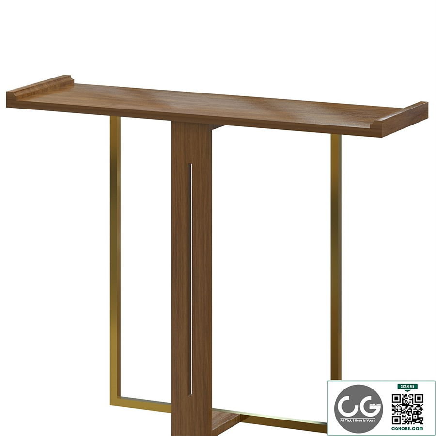 Narrow Console Table for Entryway Foyer Black Solid Wood & Gold Metal in Small