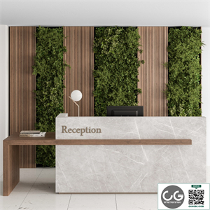 Reception Desk and Wall Decor with vertical Garden - Office Set 238