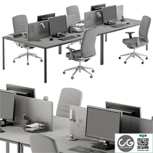 employee Desk Gray Set - Office Furniture 237