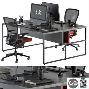 employee Set Red and Black - Office Furniture 245