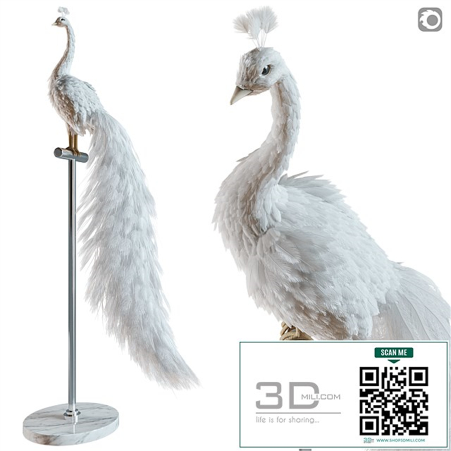 Artificial White Peacock 01.