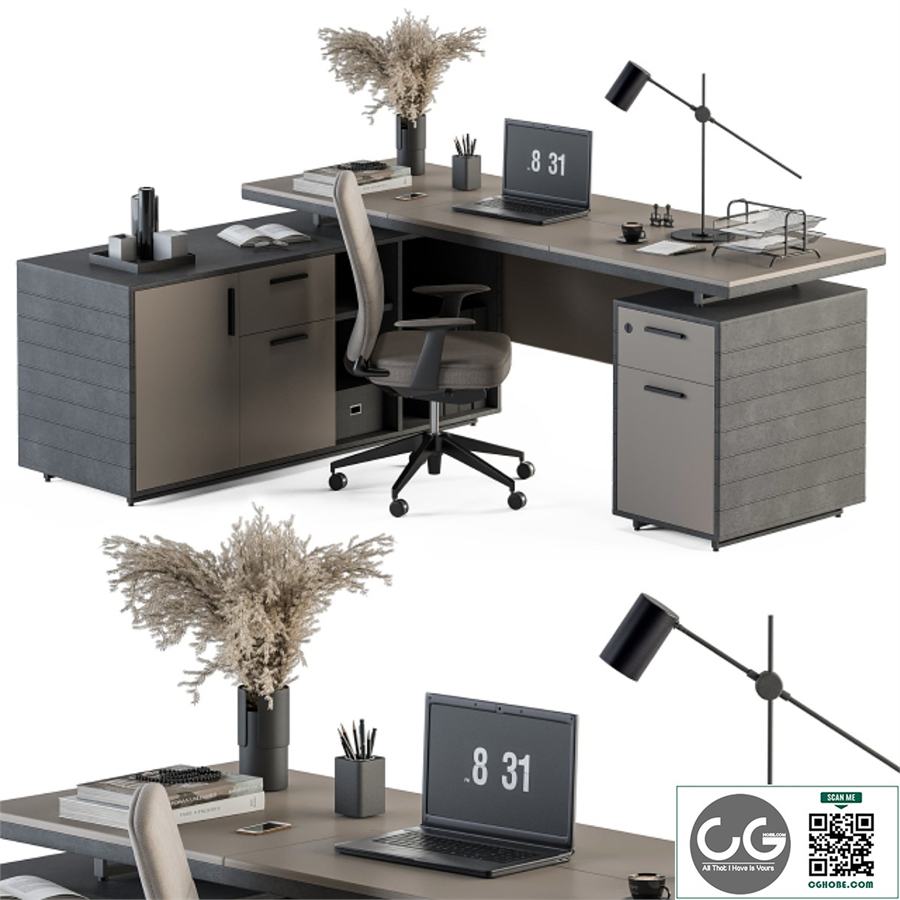 Boss Desk Cream and Black - Office Furniture 255