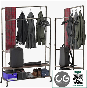 Homissue Industrial Pipe Double Rail Hall Tree