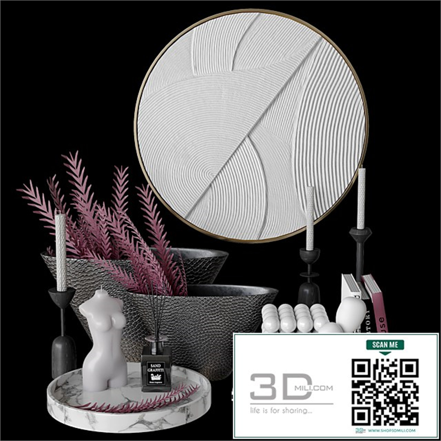 Decorative set with bas-relief