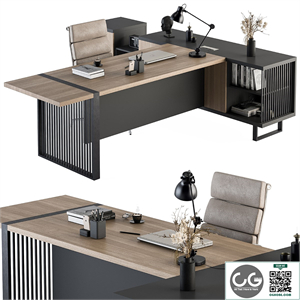 Manager Desk Wood and Black - Office Furniture 264