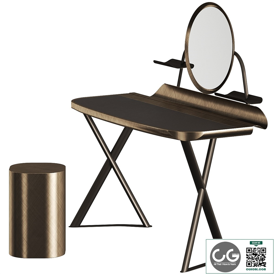 Cattelan Italia Cocoon Trousse Leather Desk and Pancho Stool
