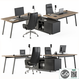 Employee Set Wood and Black - Office Furniture 270