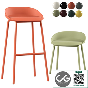 Team plastic chair and bar high stool