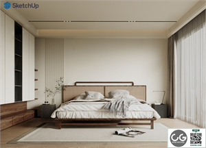 Wabi-sabi bedroom SU model 