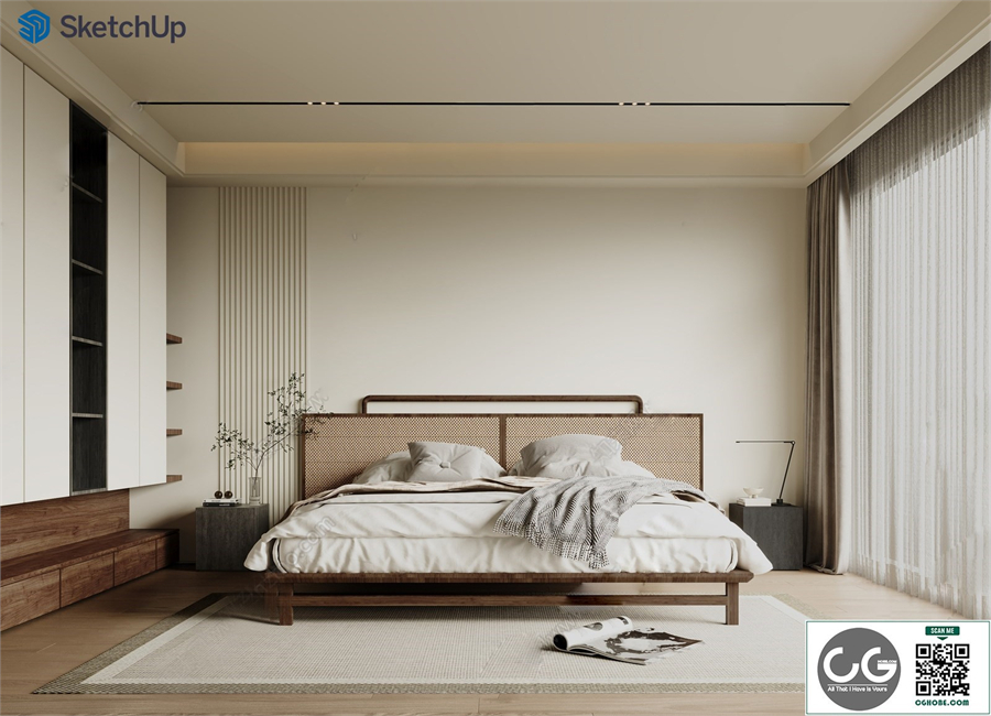 Wabi-sabi bedroom SU model 