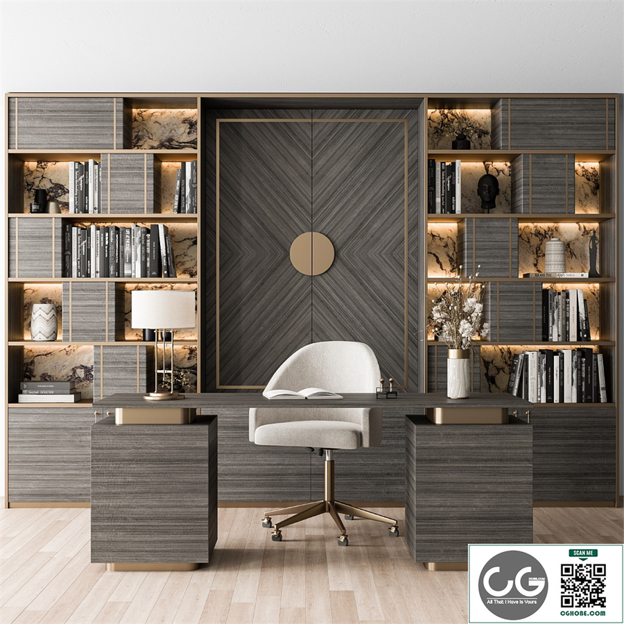 Boss Desk and Library Lux - Office Furniture 276