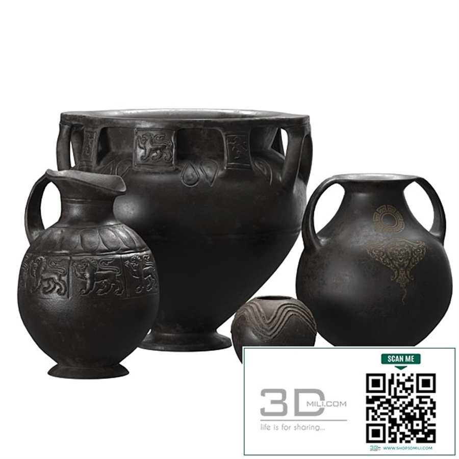 Black terracota vintage vases