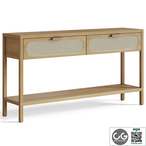 Classic Rattan and Wood Console