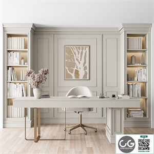 Classic Boss Desk and Library Set - Office Furniture 277