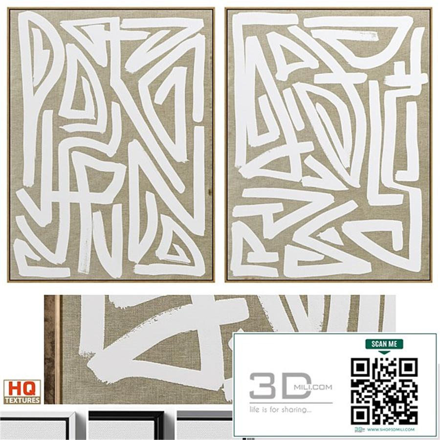 Large Mid-Century Abstract Neutral Wall Art C-446