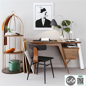 Office set with desk Idenontal