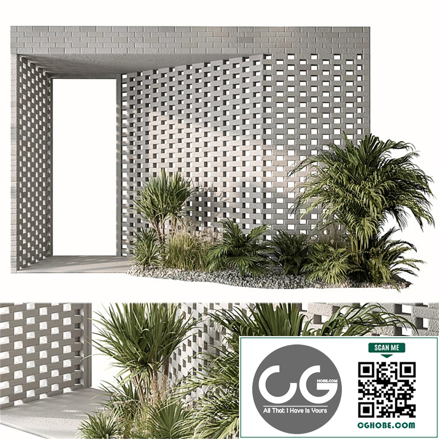 Outdoor Entrance Parametric Brick Wall - Architecture Element 53
