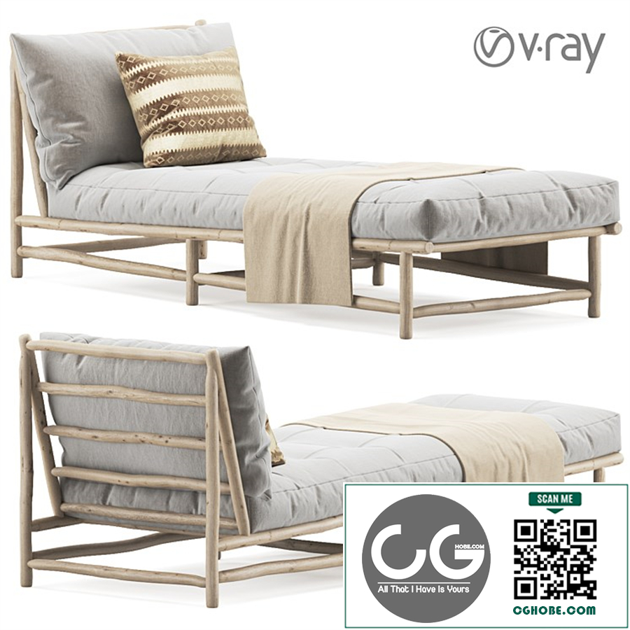 Rock the Kasbah chaise lounge / Wooden deck chair