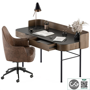 Home Office Wood and Black Table - Office Furniture 292